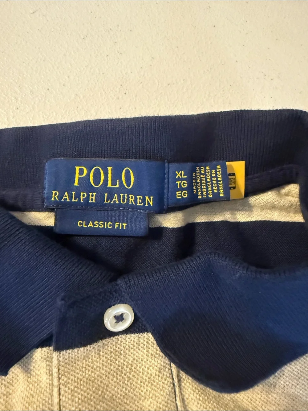 Vintage Ralph Lauren Short Sleeve Small Pony Blue Gray Striped Polo Classic Fit